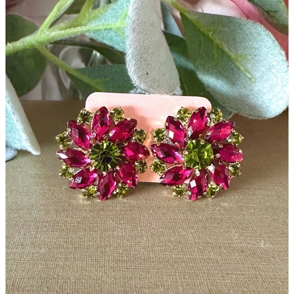 Rhinestone button earrings